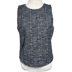 Banana Republic Black White Tweed Shell Top Women Size M Lined Work Casual